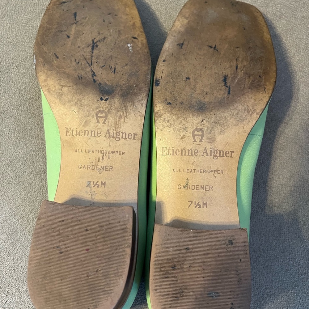 Etienne Aigner Lime Green Floral Appliqué Flats - Picture 5 of 5